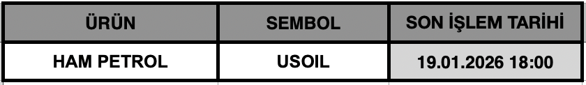 CFD Vade Sonu: USOIL Vade Bitimi | 15.01.2026